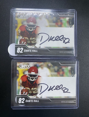 Onyx Authentics Dante Hall Kansas City Chiefs NFL Auto #82 2-Card Lot