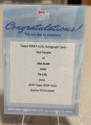 2025 Topps Now AUSL Mia Scott Softball Card~Autograph~Red Parallel /5 /