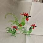 Vintage 1970s 3 Pc.  Murano Style Art Glass Rooster Figurines,