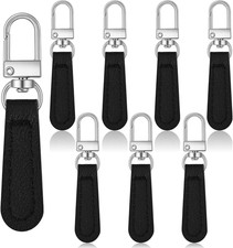 8 PCS Zipper Pulls Replacement Detachable Leather Luggage Tab Black