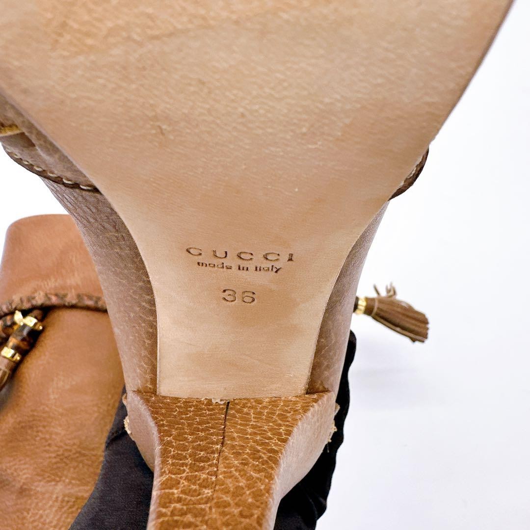 GUCCI Boots Heel Long Leather Brown EU36/US6 107363c thumbnail 15