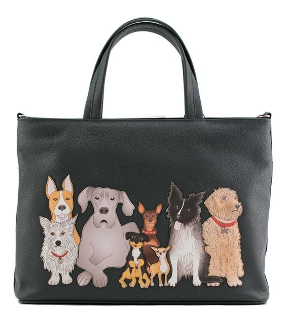 Mala Leather Kennel Crew Dog Grey Large Multiway Grab Shoulder Handbag Dust Bag
