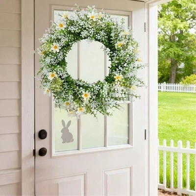 Couronne printanière blanche 38 cm et 45 cm plastique pour fleur d'eucalyptus - Photo 1/4