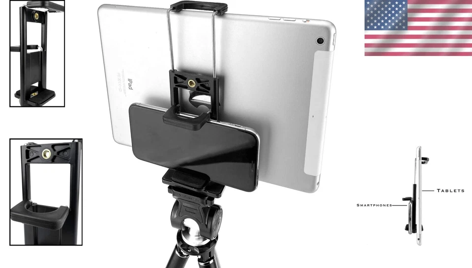 Soporte de trípode universal para tabletas de 5,5 a 9,7 pulgadas compatible con teléfonos inteligentes Foto 2 de 4