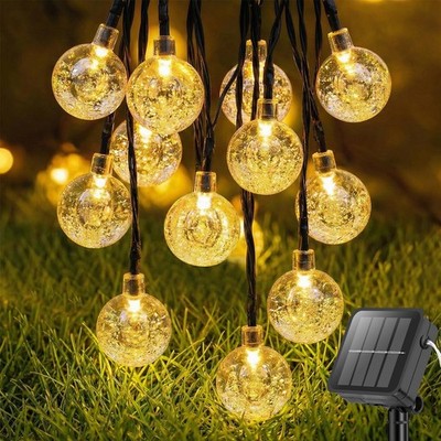 Metaku Solar String Lights for Outside, 20FT 30 LED 20 Feet, Warm White 