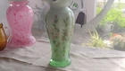 Vintage Fenton Apple Green Reverse Melon Vase – Hand Painted Roses Art Glass