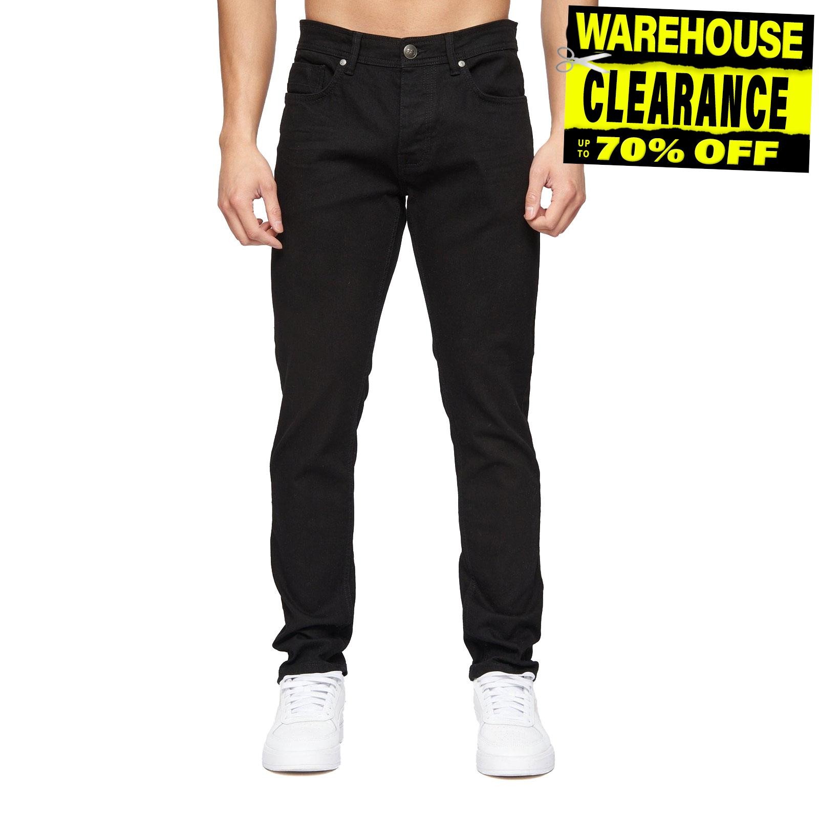 Crosshatch Buraca Mens Slim Fit Denim Jeans Casual Comfort Fashion Black