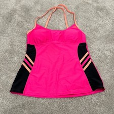 NWT Adidas Women's Side Splice Tankini Top Bright Pink Orange Size 6 MSRP 44