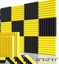 12-96PCS Acoustic Wall Panels Studio Sound Noise Proofing Insulation Foam Yellow
