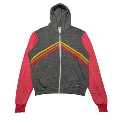 Aviator Nation Mountain Stitch Chevron Alpine Skiier Full Zip Hoodie Large Rare