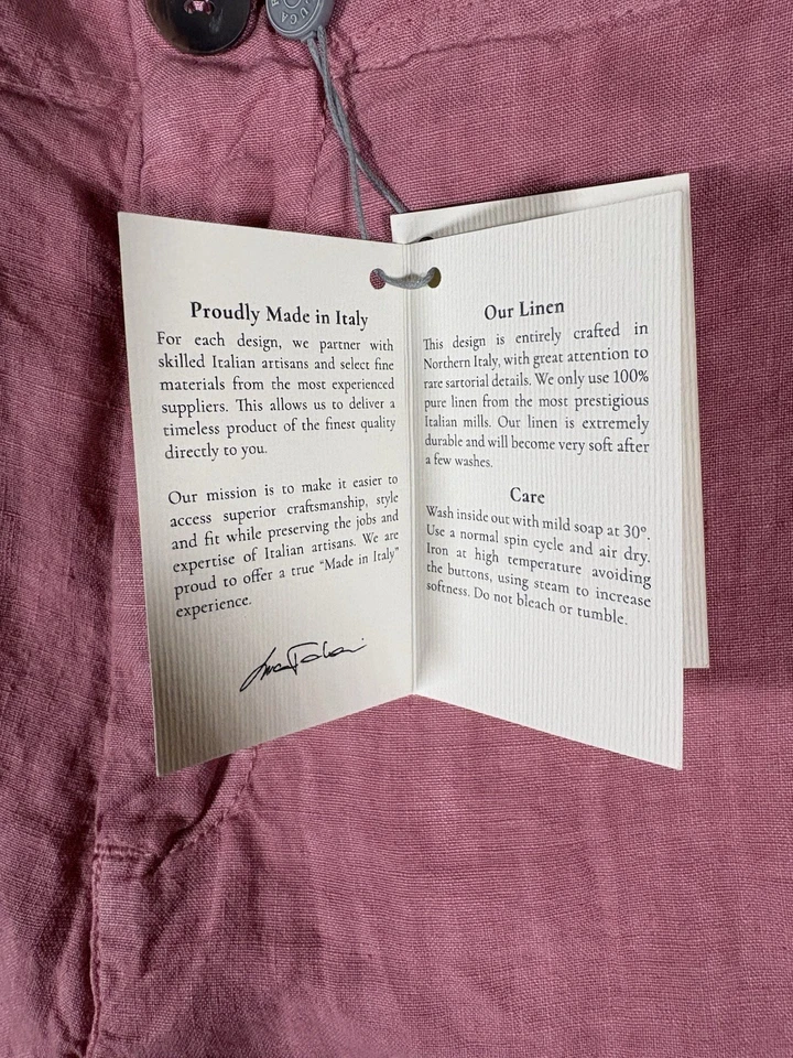 Bermudas de lino Luca Faloni rosa polvoriento hechas en Italia para hombre EE. UU./Reino Unido talla 28/UE 44 Foto 4 de 4