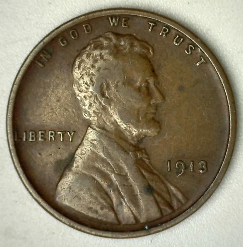 1913 Lincoln Wheat Cent Coin Philadelphia Mint Very Fine Circulated 1c VF Penny