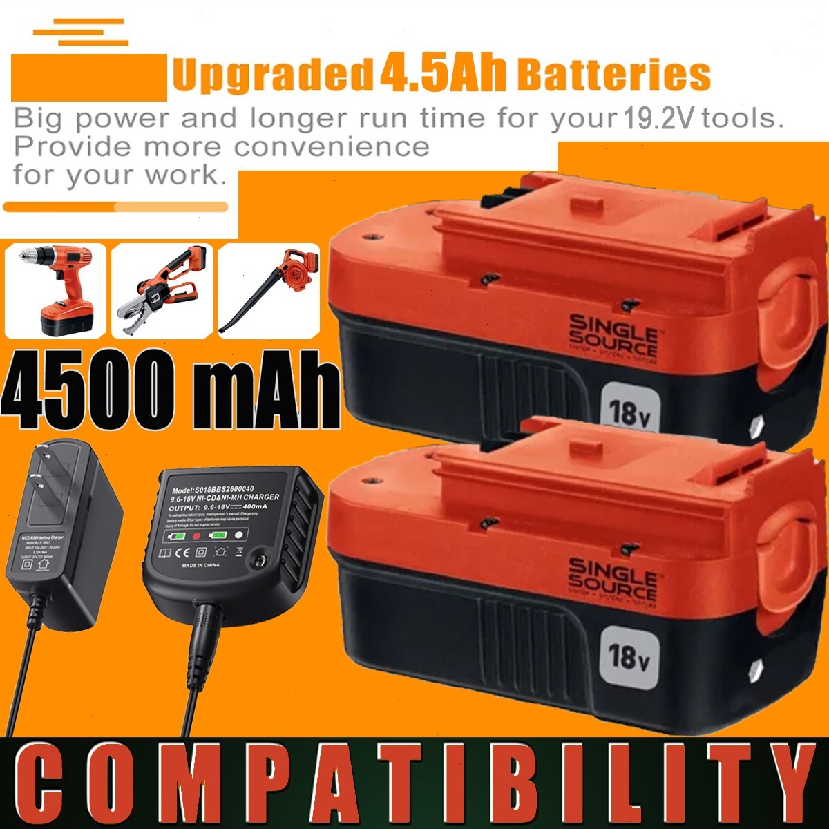 2-Pack 18V For Black+Decker HPB18 Battery HPB18-OPE 244760