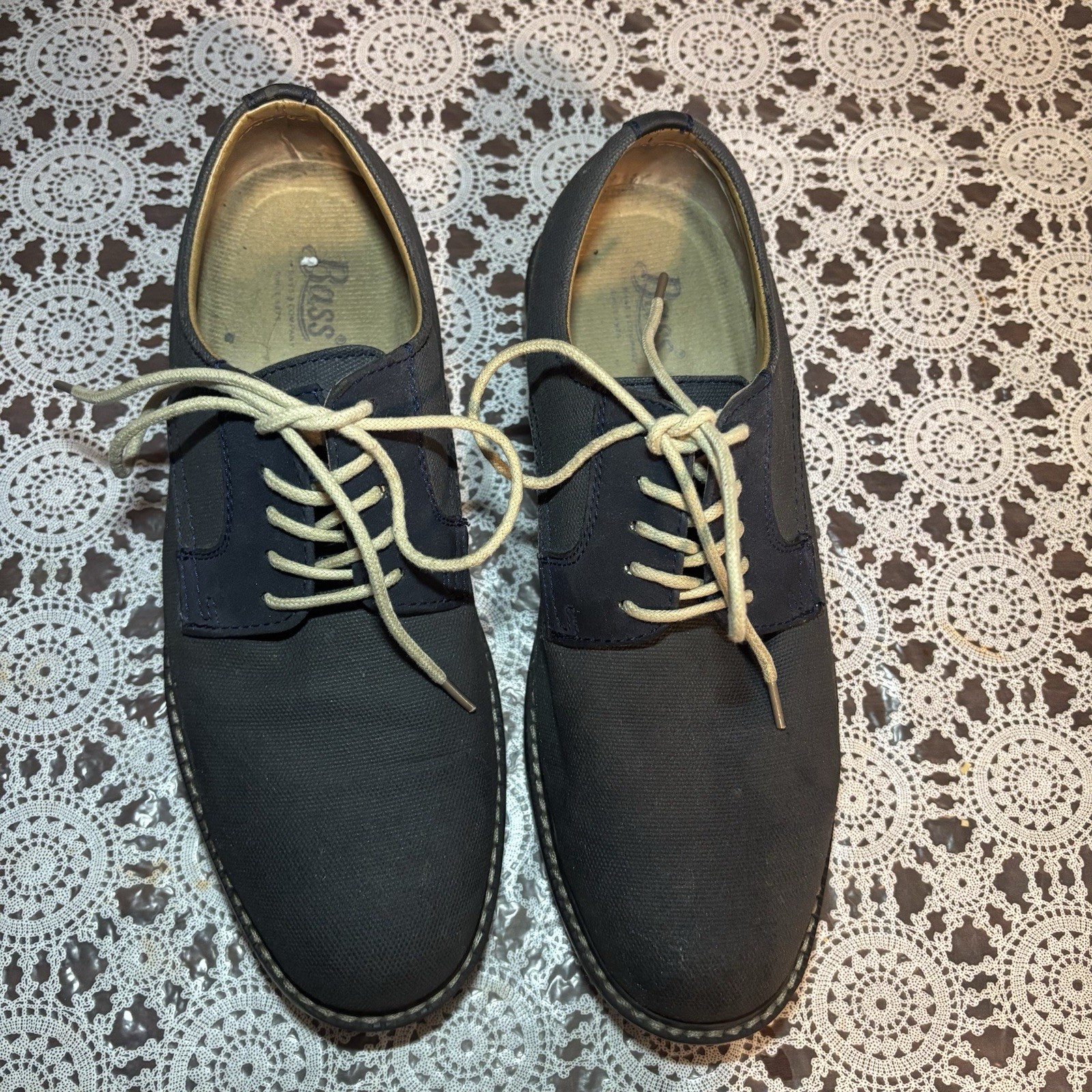 Bass men’s Blue Oxford Shoes  fabric Design size 9.5 D