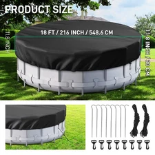 Quality Round Pool Cover with Windproof Design for Above Ground Pools 18ft new