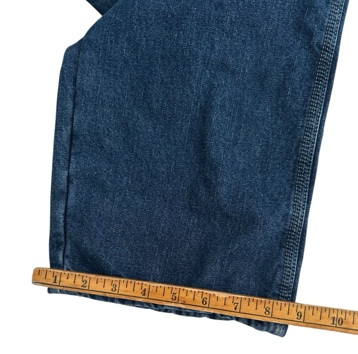 Wrangler Fleece Lined Carpenter Jeans Men 38 (Actual 36x31) Blue Denim 7 Pockets image 5