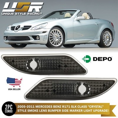 Light Smoke Front Bumper Side Marker Lights For 05-11 Mercedes R171 SLK Class