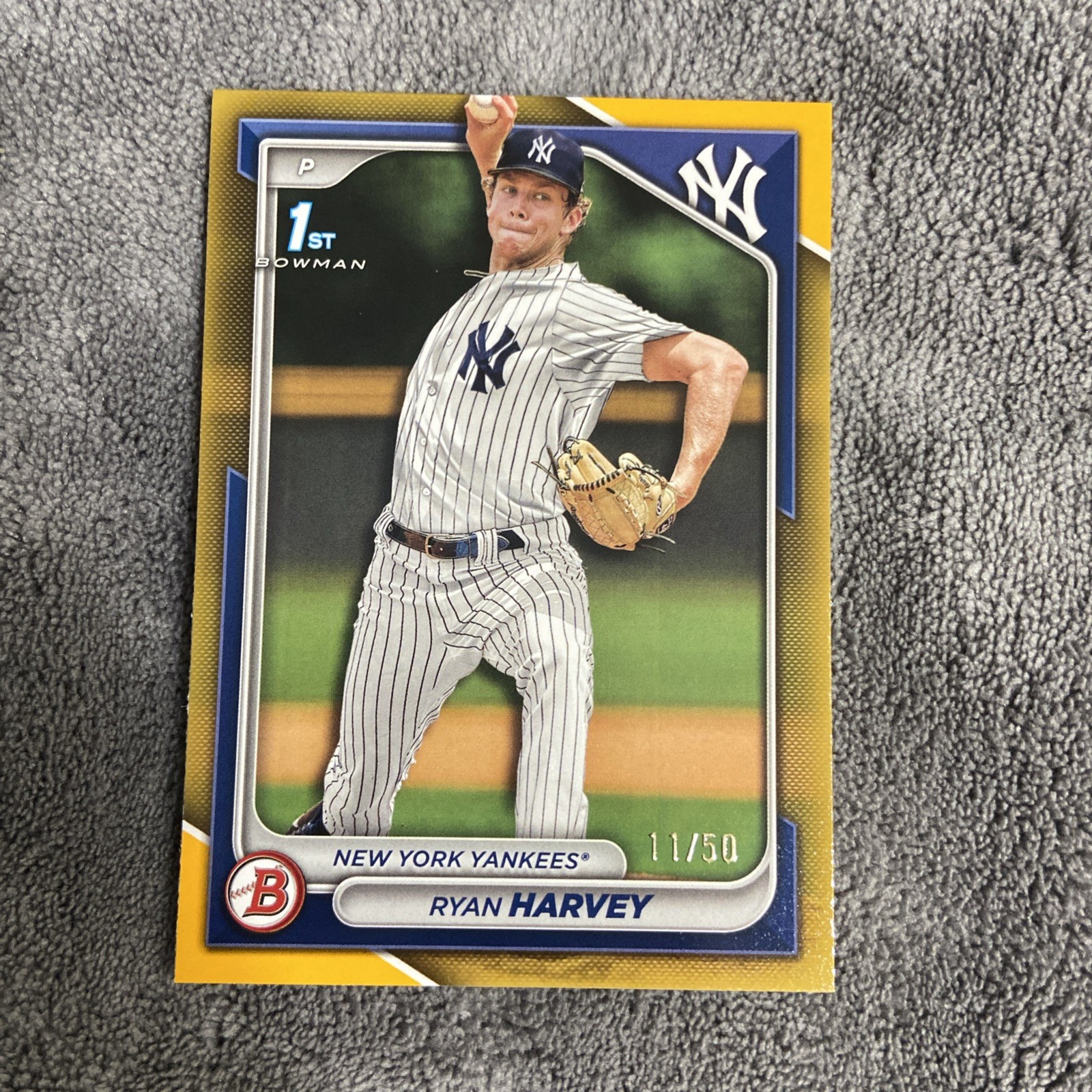 2024 Bowman Draft 1st Ryan Harvey 11/50 Paper Gold YANKEES