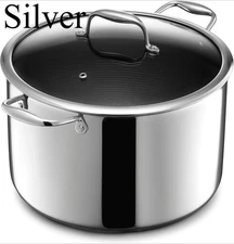 HexClad Hybrid Nonstick 10-Quart Stockpot with Tempered Glass Lid, Stay