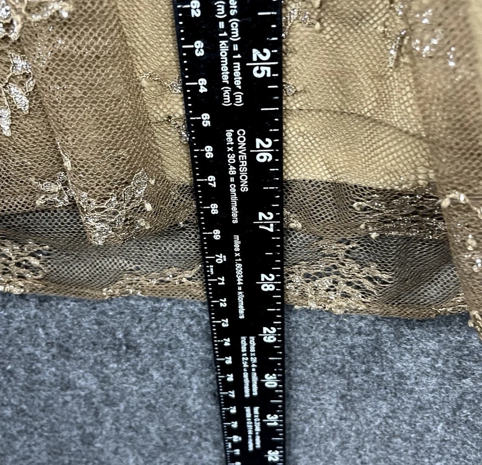 NUEVO CON ETIQUETAS Falda Zara Para Mujer Grande Marrón Beige Encaje Metálico Línea A Midi Forrada Talla L Foto 4 de 4