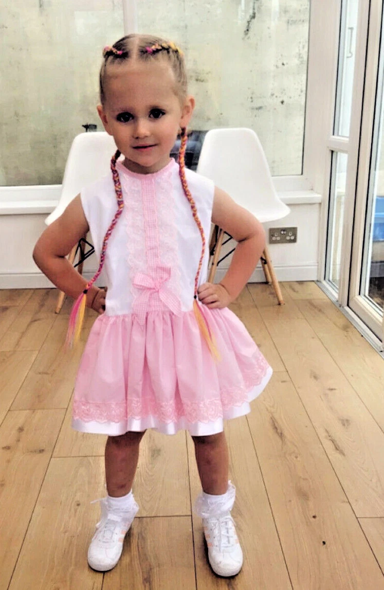 DREAM 0-8 years GIRLS SPANISH ROMANY SUMMER WHITE PINK TULLE LINED DRESS
Opens in a new window or ta