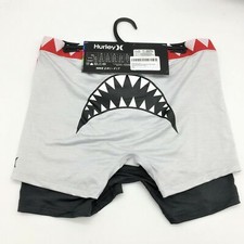 Hurley Kids Shark Bait Dri-Fit Boxer Brief Anthracite Gray Red Boys XL BRAND NEW