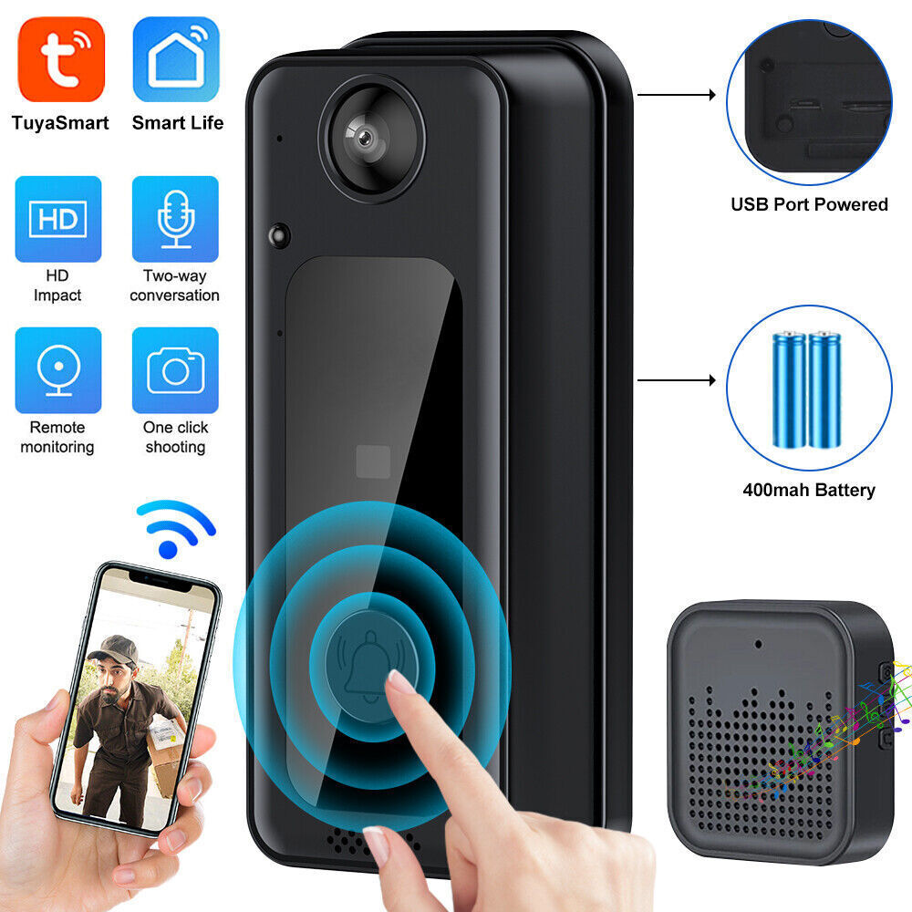 Smart Wireless WiFi Doorbell Intercom Video Camera Door Ring Bell Chime Security-image