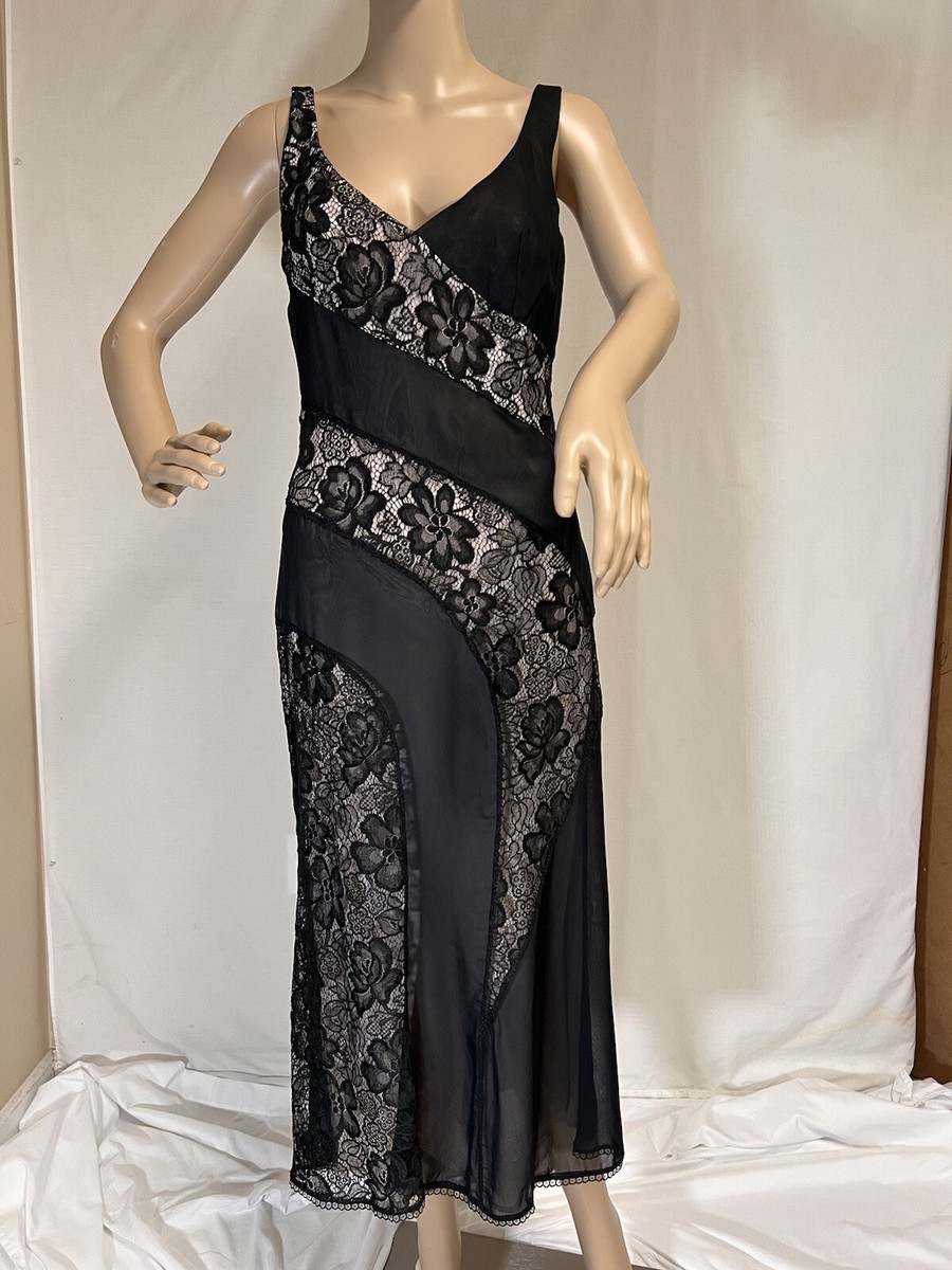knee length dresses for ladies Nicole Miller Black Shimmer Lace Fitted Dress