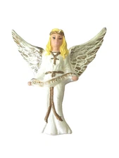 Vtg Nativity Angel Hangs from Manger!  6" LONG!  WHITE ROBE!  FROM MOLD!  1974! 