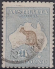 Kangaroo stamp Australia 1 pound brown & blue 3rd watermark ACSC 52(D)f variety