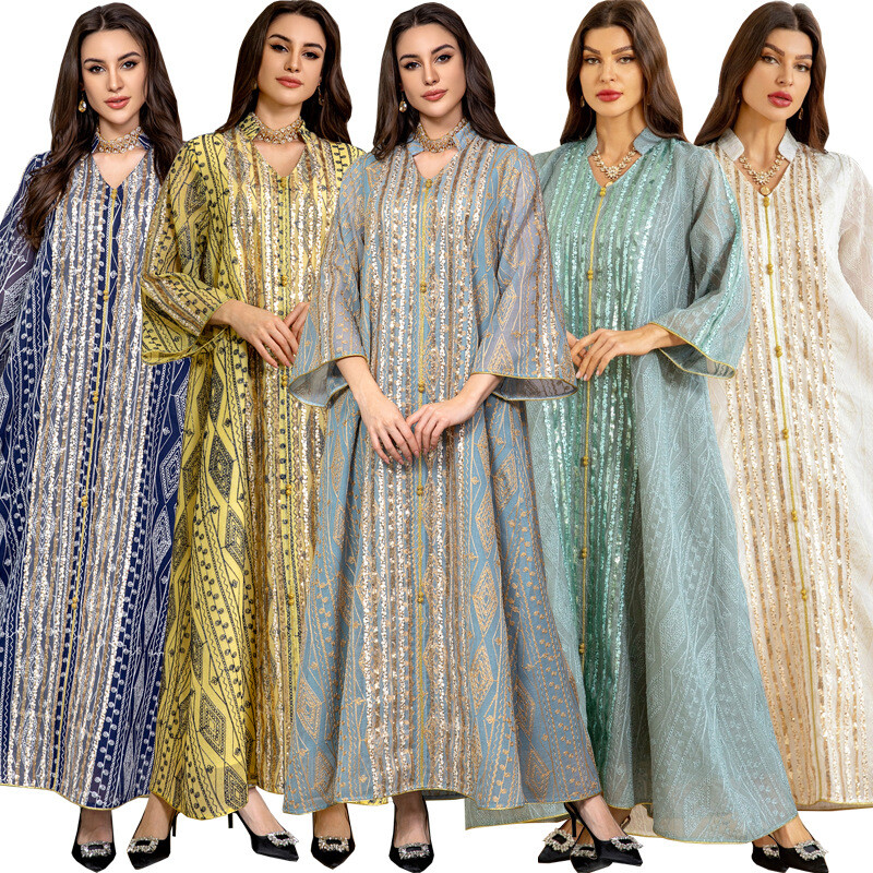 Muslim Lady Mesh Embroidered Dress Women Arab Sequin Patchwork Gown Dubai Robe | eBay Muslim Lady Mesh Embroidered Dress Women Arab Sequin Patchwork Gown Dubai Robe | eBay