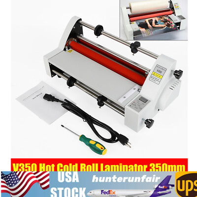 A3 Laminator Machine, V350 13inch Hot Cold Roll Laminating Machine Four Rollers