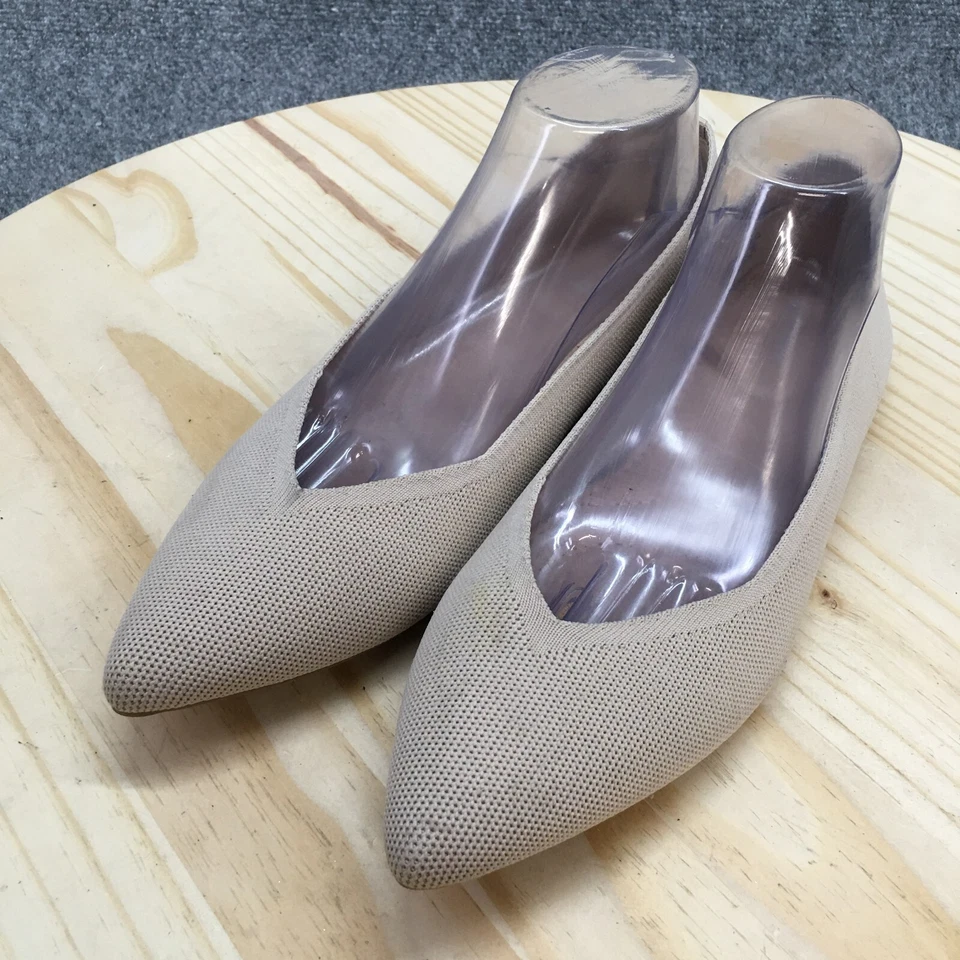 Old Navy Shoes Womens 10 Bare Necessity Pointy Ballet Flats Brown Knit Fabric - Image 3 of 4