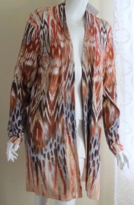 NWT Chico's 2 L Animal Ikat Funky WOW Lagenlook long Art-to-Wear Knit Sweater 