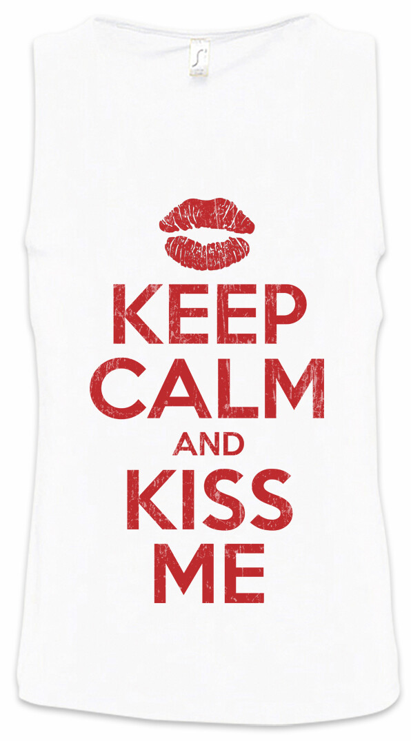 ALTRA Canotta uomo Keep Calm And Kiss Me labbra rosse amanti dell'amore cuori divertenti