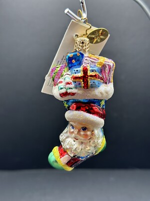 NEW RARE Christopher Radko SOCK IT TO ME SANTA GEM Stocking Ornament 1010887 HTF