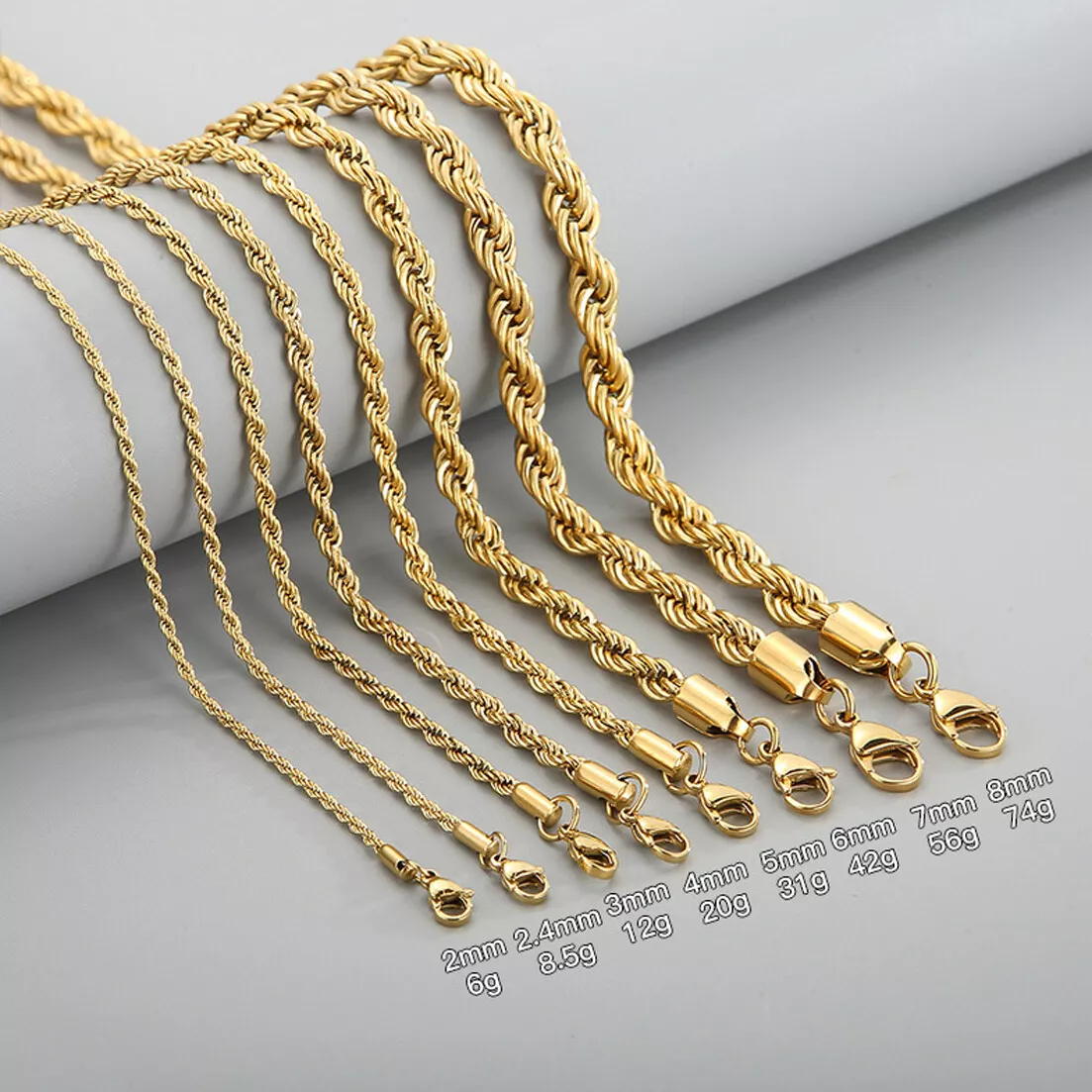 U7 Replacement Chain for Necklace Pendant Stainless Steel 18K Gold Plated  Rope/Box Chain Men Women Gift 22 Inch