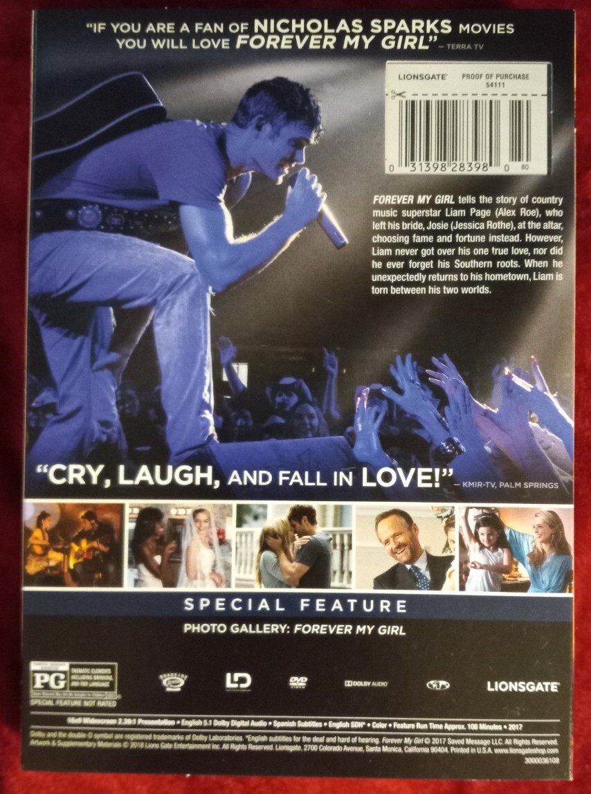 Forever My Girl (DVD, 2018) New Sealed - Slight Wear To