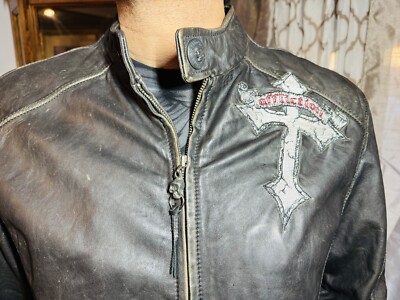 Limited Edition Authentic Affliction Embroidered Skull Leather