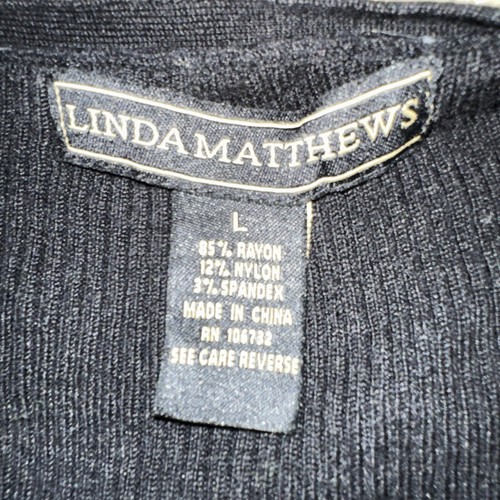 Linda Matthews Black Button Down Cardigan Sweater Size L Day And Evening Attire - Picture 6 of 9