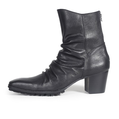 Trendy Genuine Leather Ankle Boots Men's Back Zipper High-heel Work Casual Boots - Picture 26 of 26