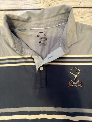 Nike Dri Fit Tobacco Road Polo Shirt Size S Small Blue Standard Fit