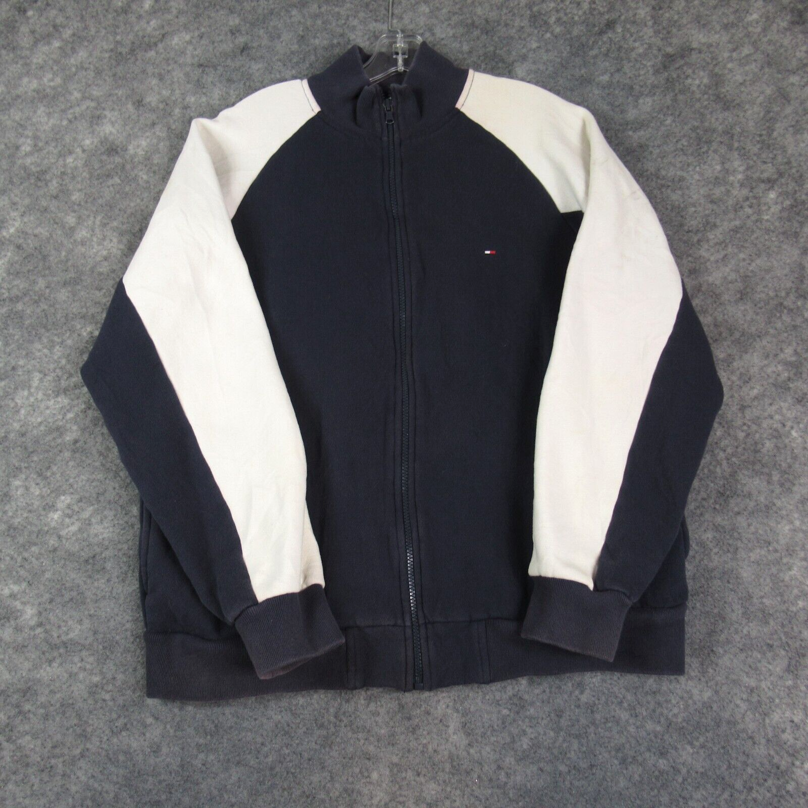 Tommy Hilfiger Mens Blue Spell Out Zip Hoodie with Pockets Size Small