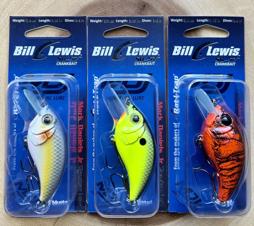 Bill Lewis (Lot of 3) SB-57 Square-bill Crankbaits, Bass, Free Shipping! NWT! - Image 3 of 4