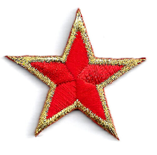( ONE DOZEN - 12 ) Stars Star Red/Gold - School - Crafts - 7/8" Iron On Patches - Picture 2 of 2