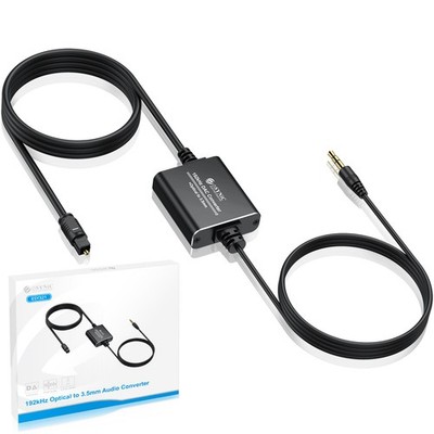 Portable Optical to 3.5mm Adapter 7 FT Long 192KHz DAC Converter to 3.5MM Audio