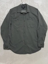 Filson Shirt Mens Medium Grey Moss Nylon Long Sleeve Outdoor Fishing Hiking
