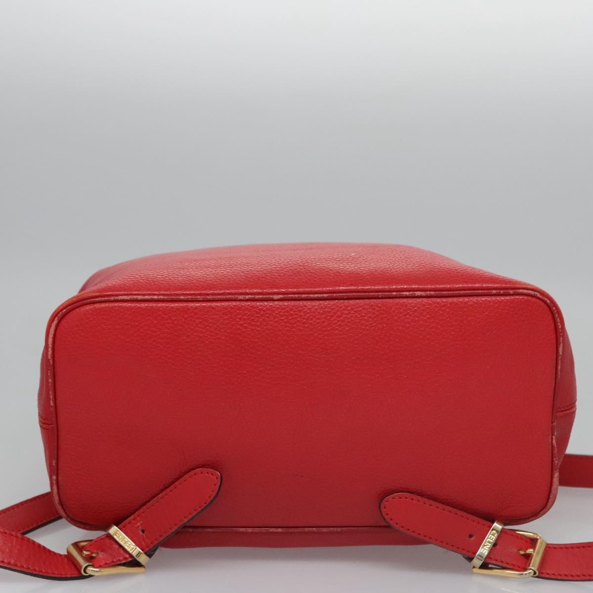 CELINE Backpack Leather Red Gold Auth 109813 Céline CELINE Backpack Leather Orange Gold Auth BD2079  main image 4