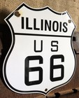 VINTAGE STATE OF ILLINOIS U.S. US ROUTE 66 HIGHWAY ROAD 13” PORCELAIN SIGN — photo 2