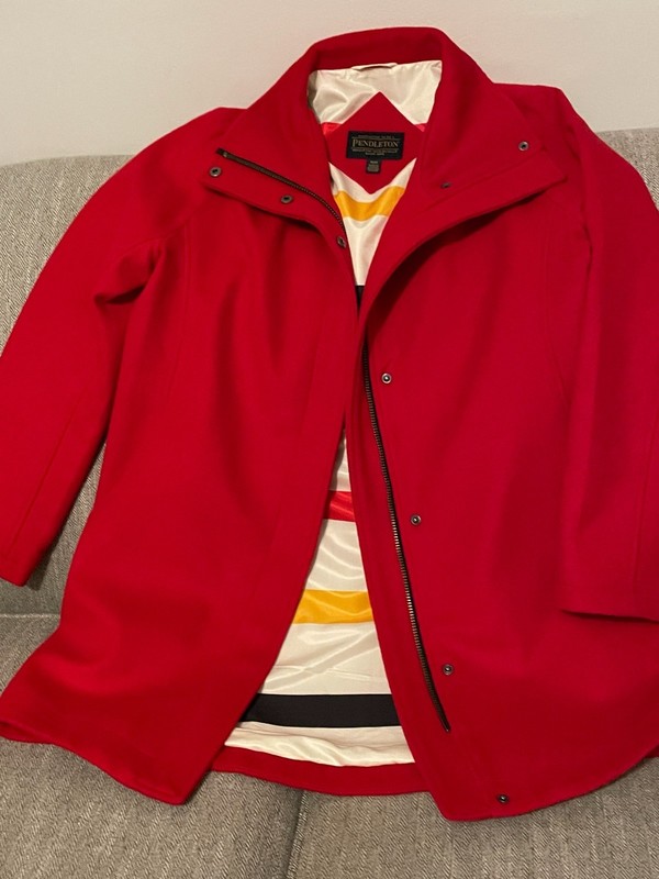 Pendleton Womans Red Wool Lined Dress Coat